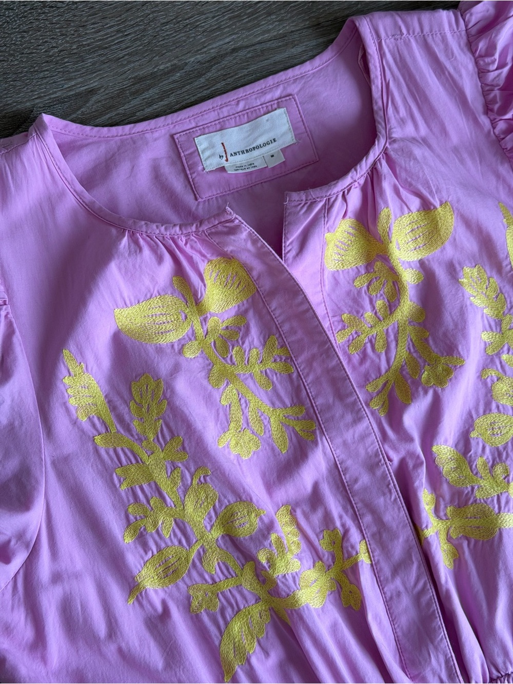Anthropologie Somerset Maxi Dress in Pink & Yellow Embroidered Edition Sz Medium - Picture 10 of 15